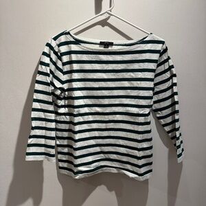 Green & White Striped J Crew Top